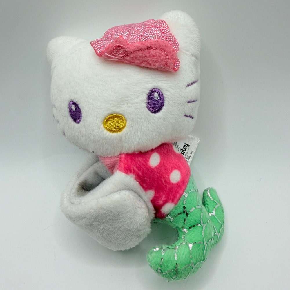 Sanrio Hello Kitty Mermaid Hugger Plush Bracelet Wrist Cuff Pink Green Kawaii